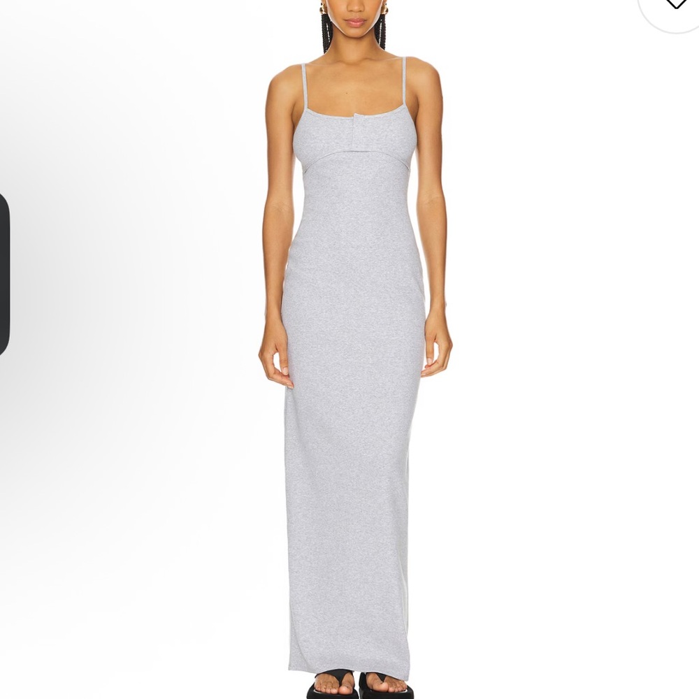 GRLFRND Gray Kleid Rib Cami Maxi Dress Size Medium Neutral Minimalist Basic